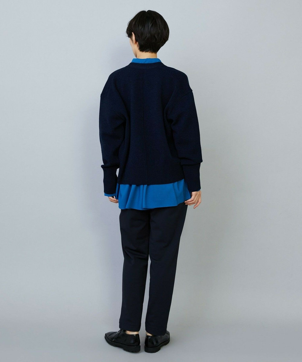 MOGA WOOLEN×AMOSSA Vネック配色カーディガン ブルー系その他