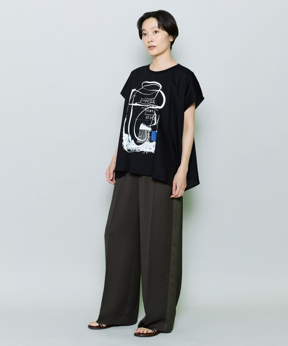MOGA コットンスムースプリントTシャツ ブラック