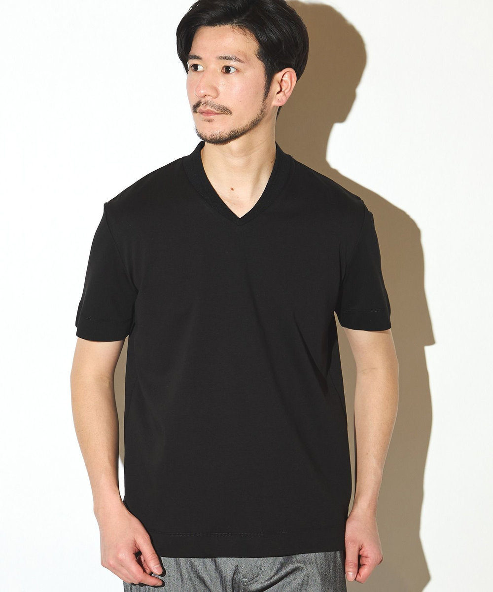 UNION STATION シルケットスムースVネックテーラーTシャツ ブラック