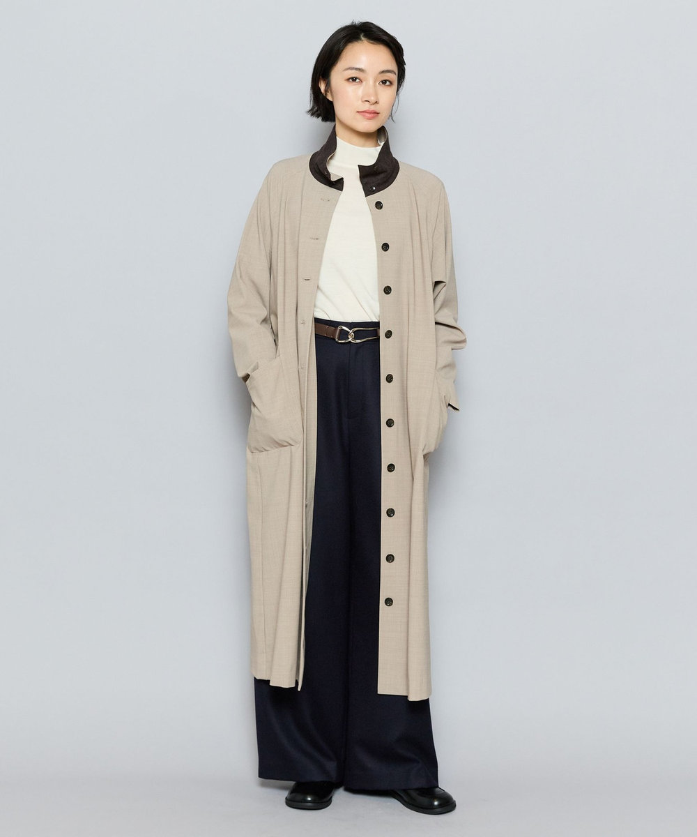 L'EQUIPE ドライウール2WAYストレッチシャツワンピース ベージュ
