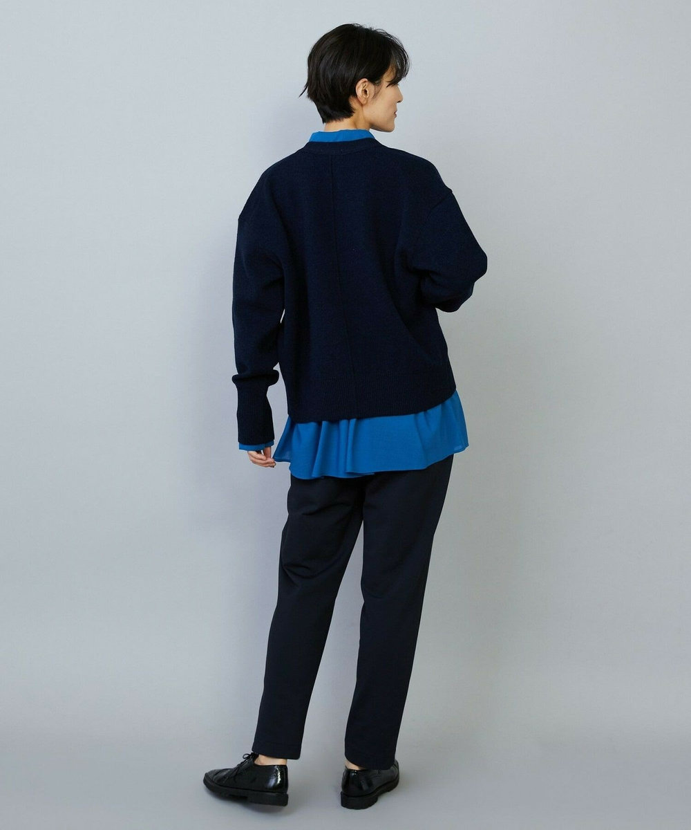 MOGA WOOLEN×AMOSSA Vネック配色カーディガン ブルー系その他