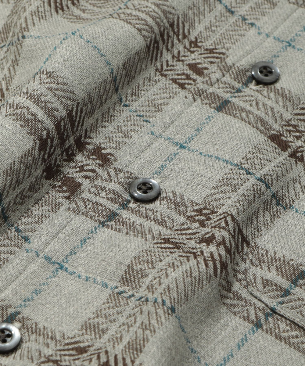 MEN'S BIGI カスレチェックジャガードカッタウェイスキッパーシャツ グレー系その他