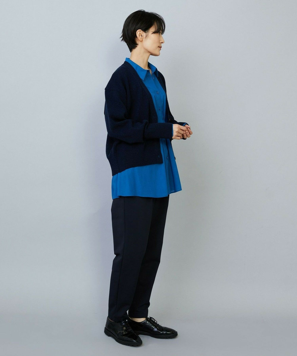 MOGA WOOLEN×AMOSSA Vネック配色カーディガン ブルー系その他