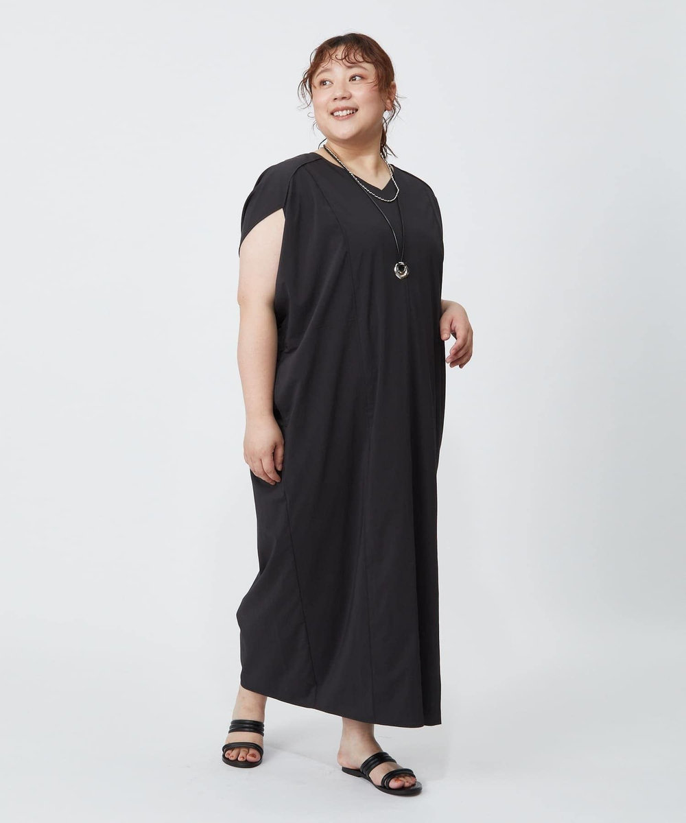 MOGA Lサイズ（大きいサイズ） 【大きいサイズ】2WAYタフタコクーンワンピース スミクロ