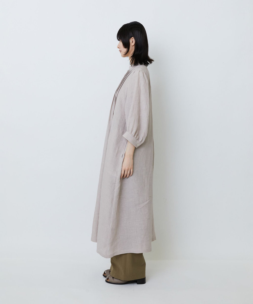 LOISIR グランジリネンタックディテールワンピース ピンク