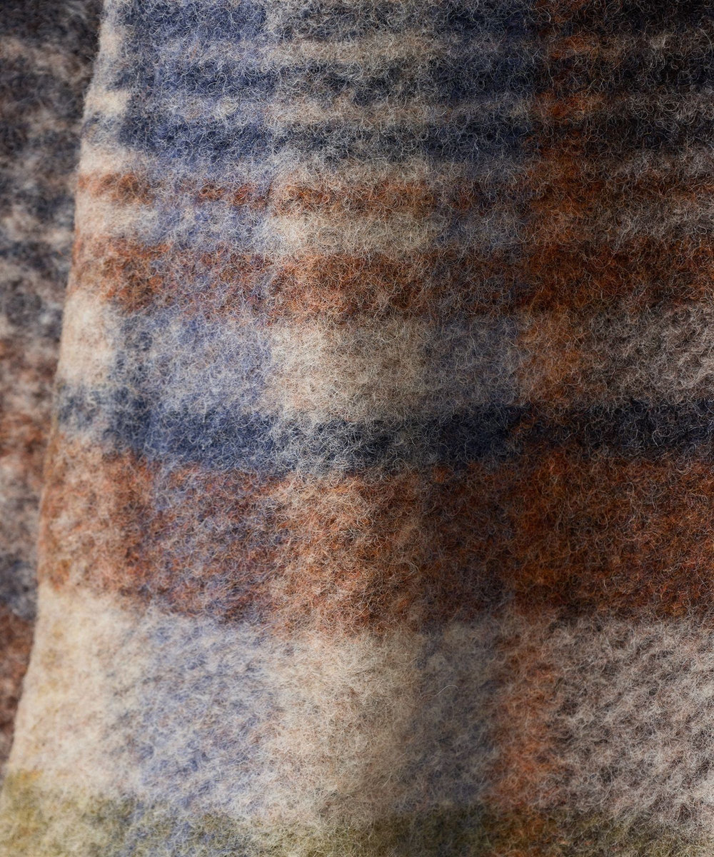 MEN'S BIGI wax london Whiting Oatmeal And Multicolour Check Wool Blend Overshirt ブラウン