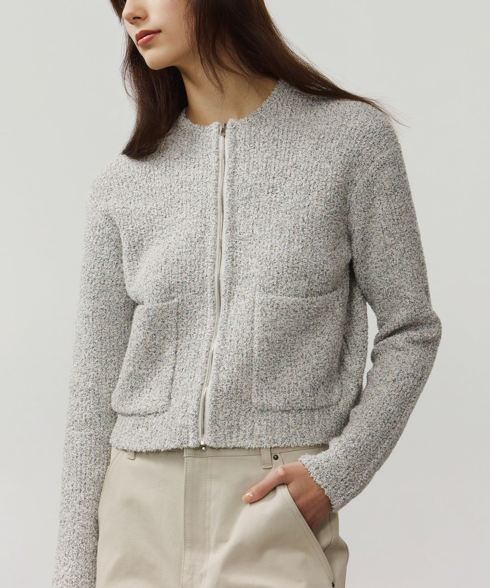 DÉPAREILLÉ TWEED-LIKE KNIT CARDIGAN / ツィードライクニットカーディガン オフホワイト