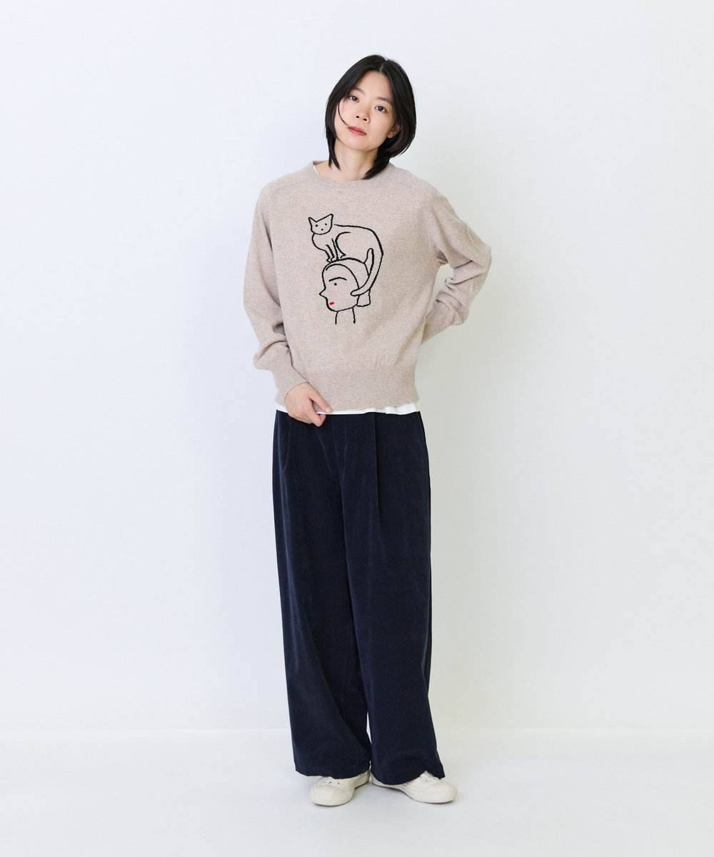 LOISIR 《塩川いづみさんコラボ》ウールインターシャプルオーバー ベージュ