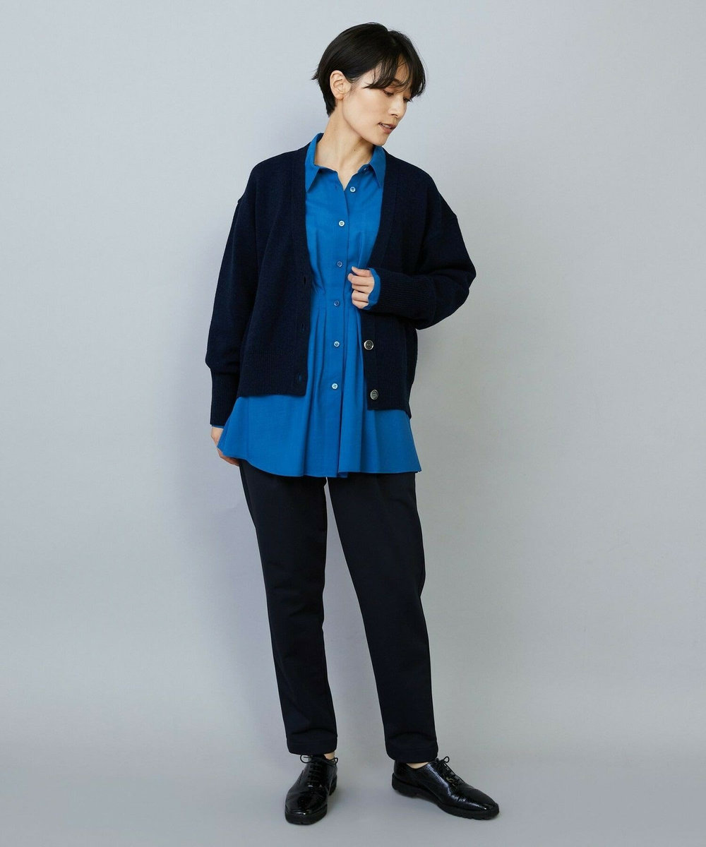 MOGA WOOLEN×AMOSSA Vネック配色カーディガン ブルー系その他