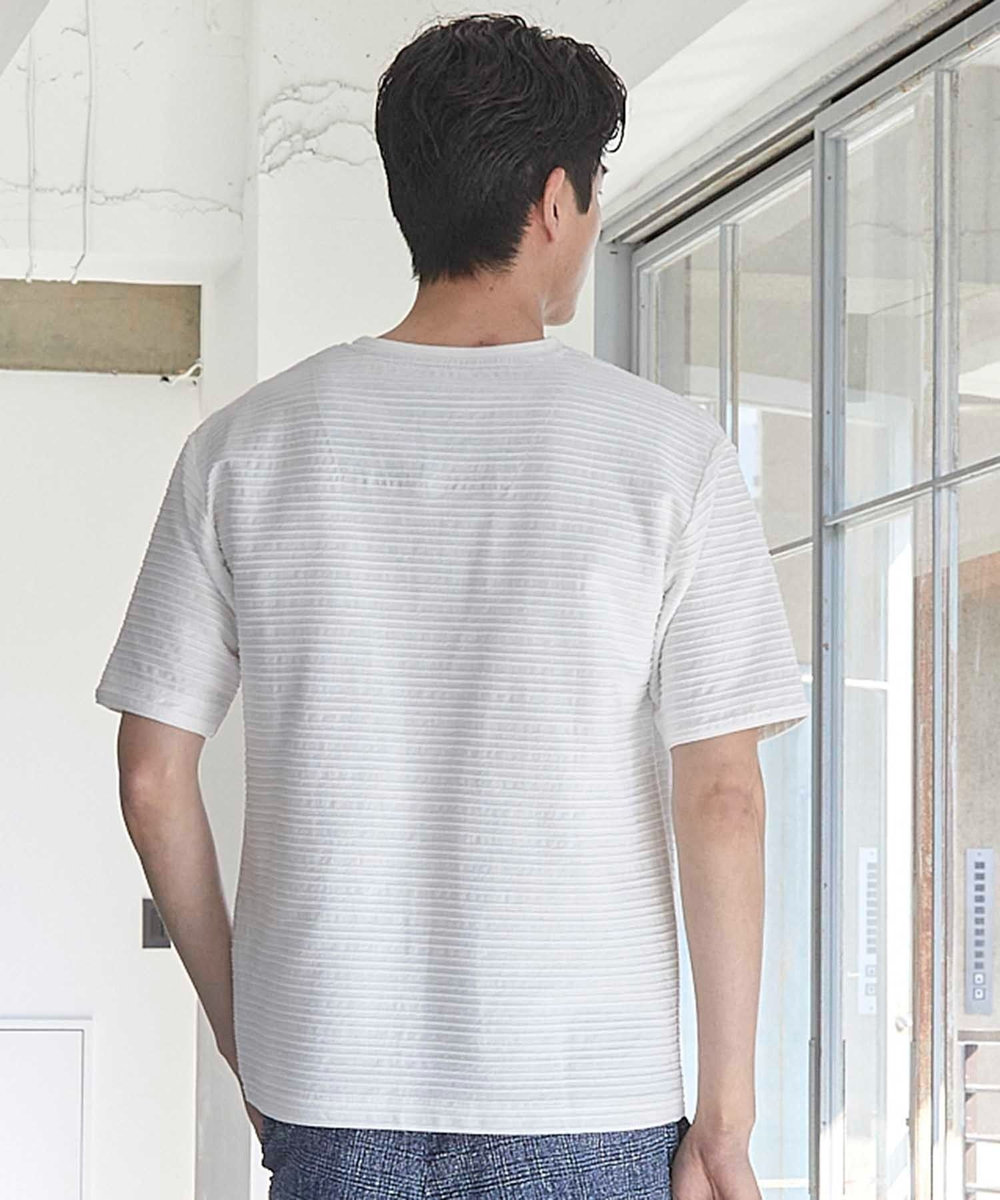 UNION STATION タックジャガードVネックTシャツ ホワイト