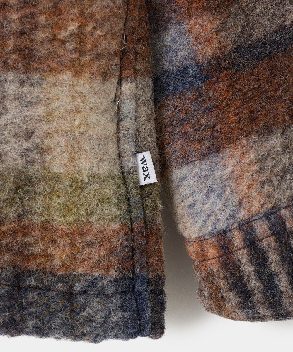 MEN'S BIGI wax london Whiting Oatmeal And Multicolour Check Wool Blend Overshirt ブラウン