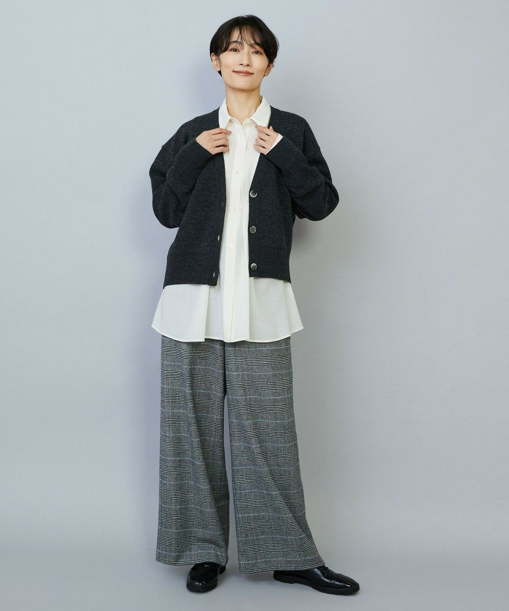 MOGA WOOLEN×AMOSSA Vネック配色カーディガン グレー系その他