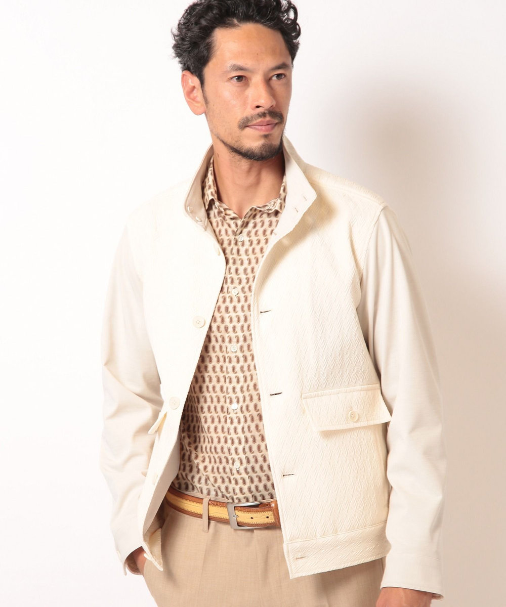 MEN'S BIGI 膨れジャガードストレッチブルゾン オフホワイト
