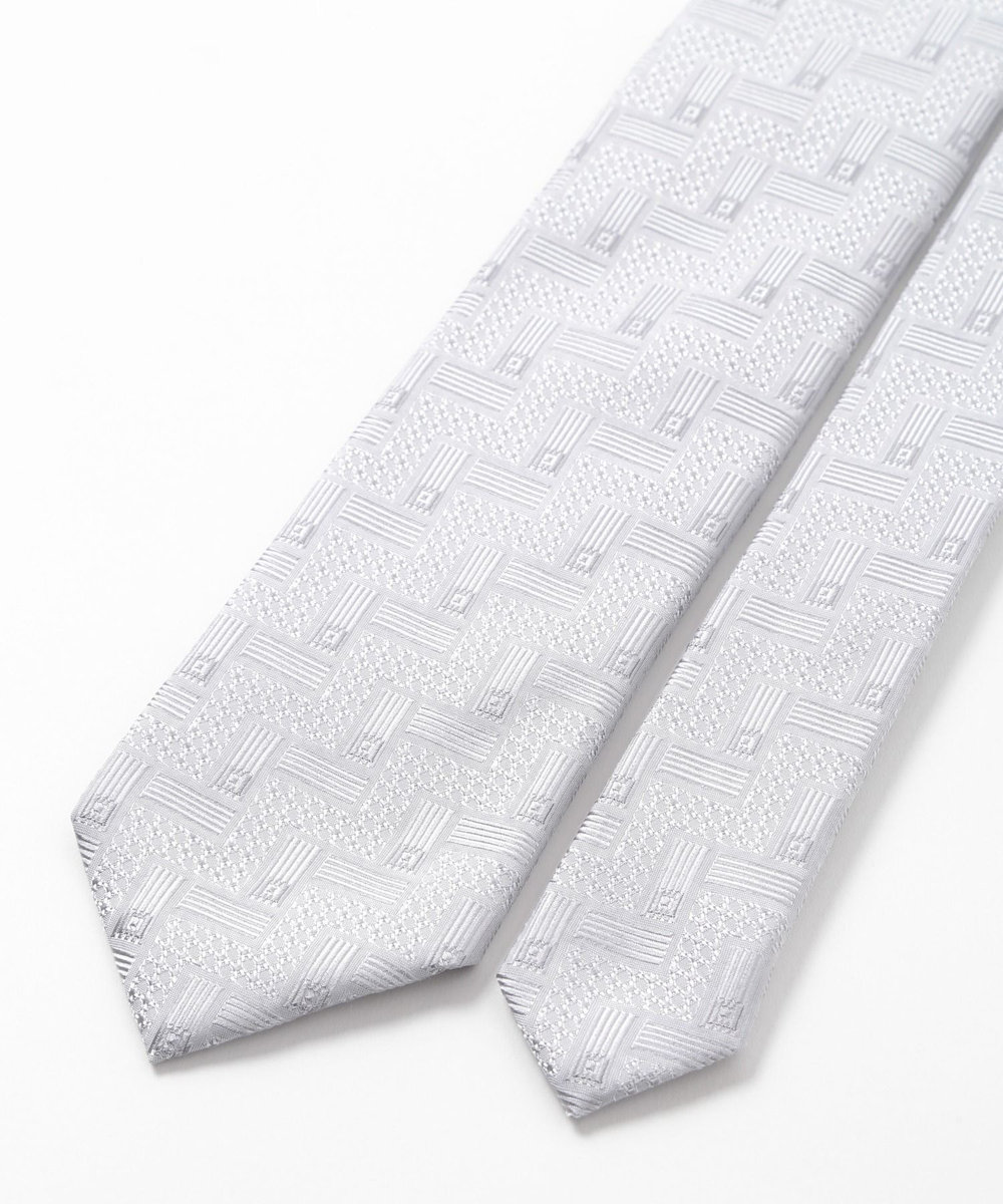 MEN'S BIGI 【TIE YOUR TIE(タイユアタイ)】ジオメトリック柄ネクタイ シルバー
