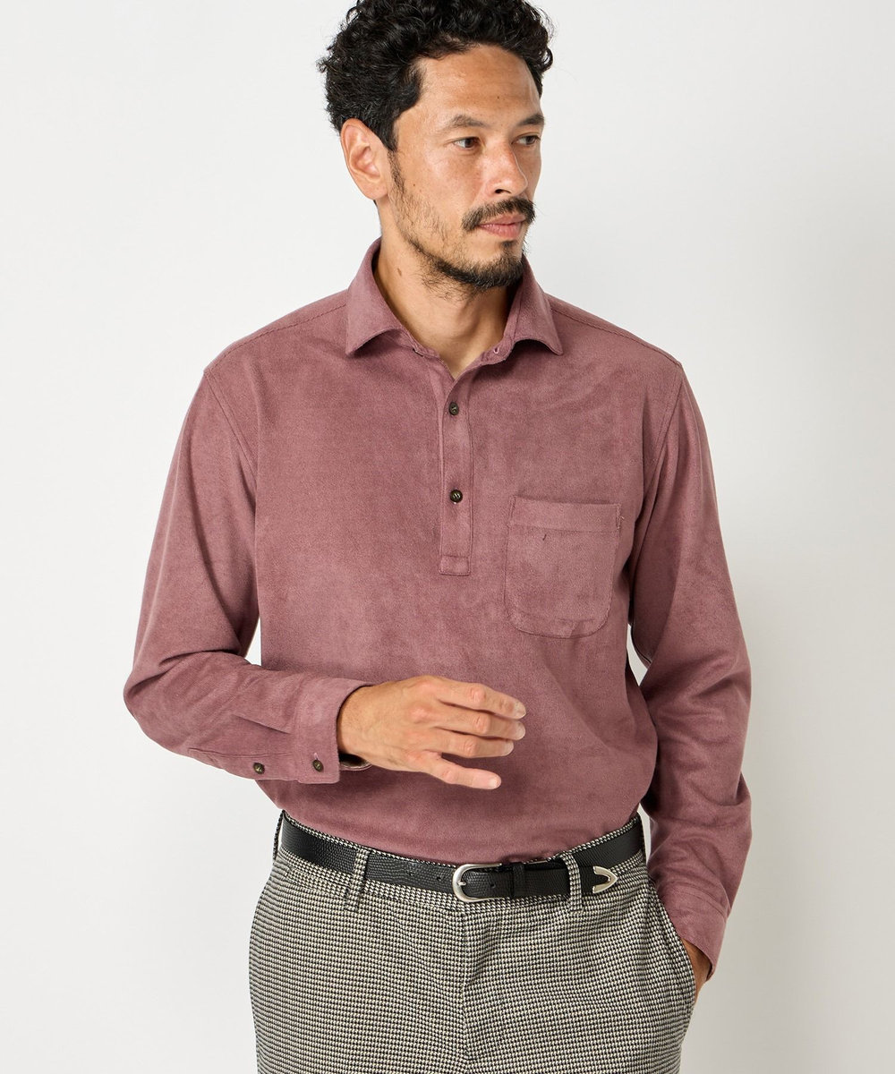 MEN'S BIGI ピケスエードカットシャツ パープル