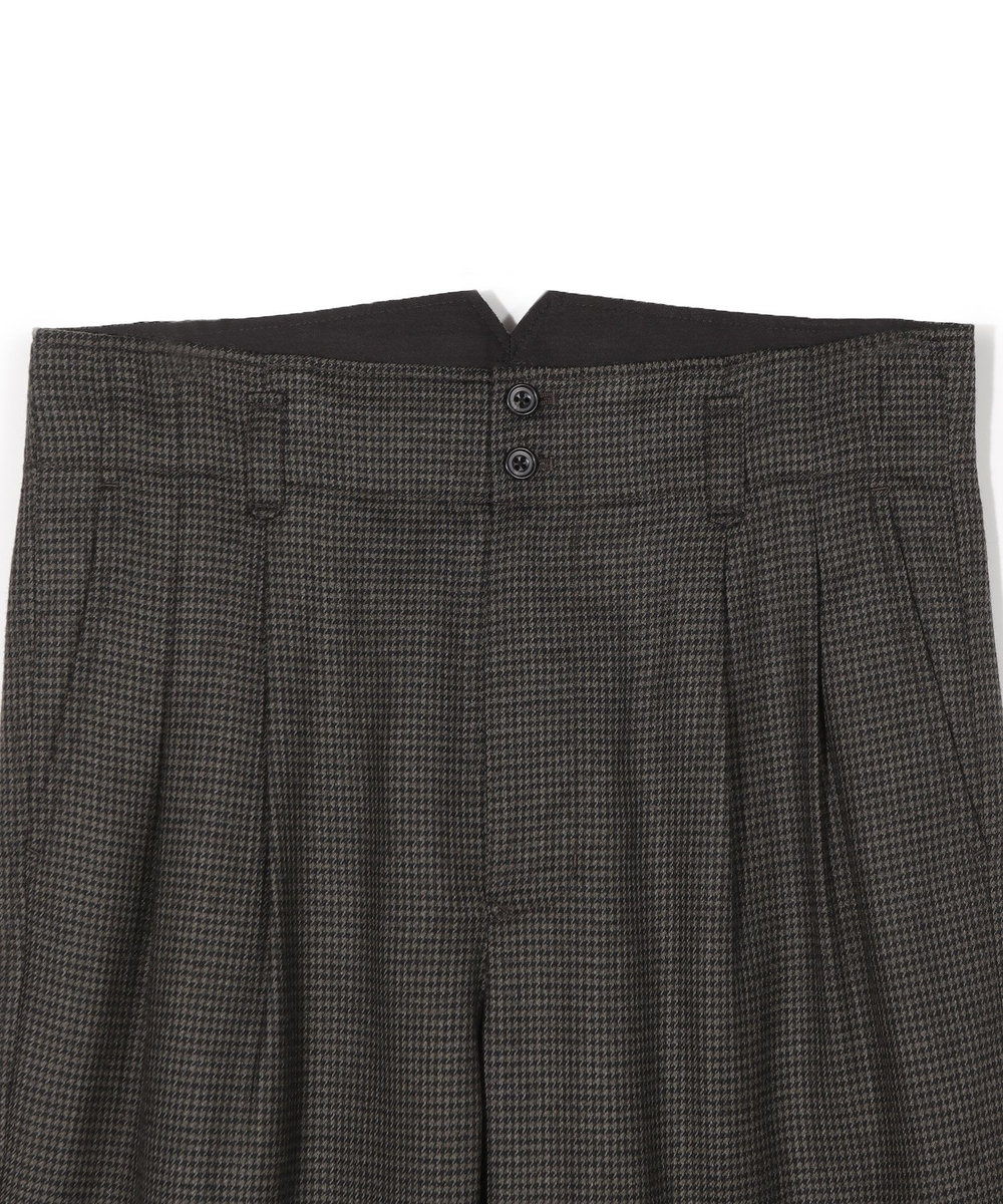MEN'S BIGI 【50th Anniv . 中田 慎介】 WOOL HOUND'S TOOTH WIDE PANTS ブラウン