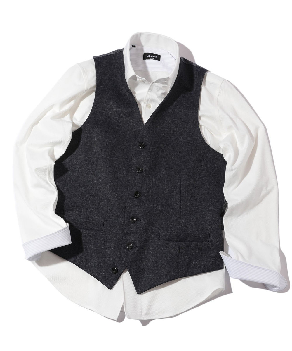 MEN'S BIGI 【ACTIVE TAILOR】エクストラTRジャージプリントベスト＜スリーピース対応＞ ネイビー