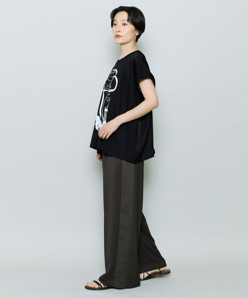 MOGA コットンスムースプリントTシャツ ブラック