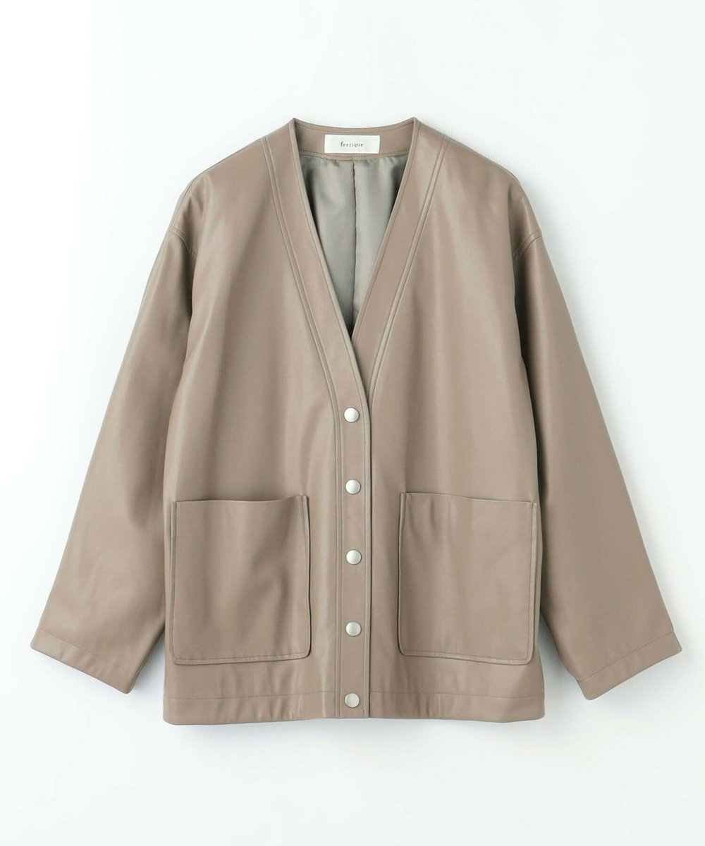 feerique feerique フェイクレザージャケット モカ