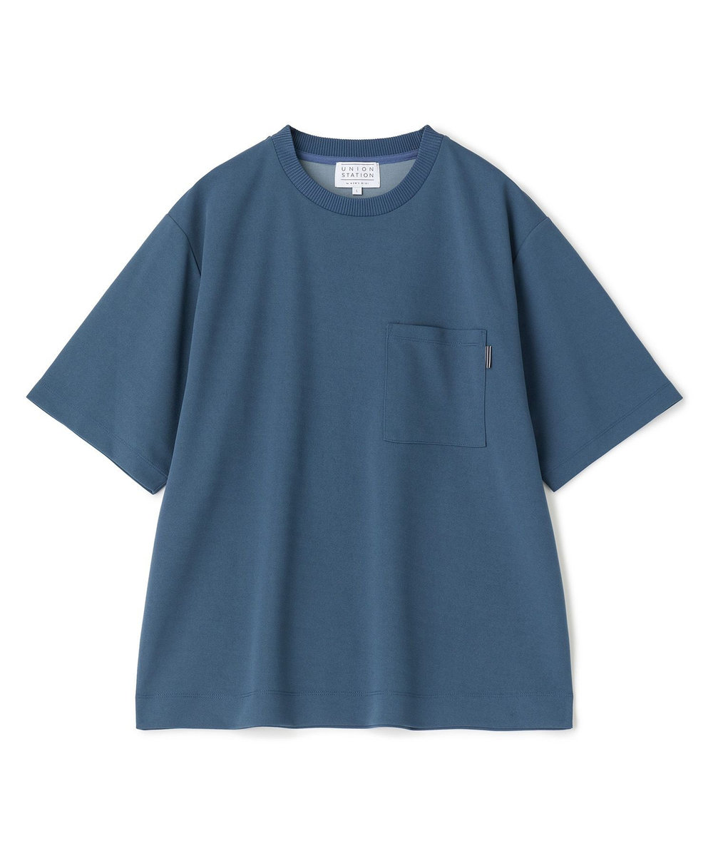 UNION STATION 梨地ポンチポケットTシャツ＜ストレッチ・マシンウォッシャブル＞ ブルー