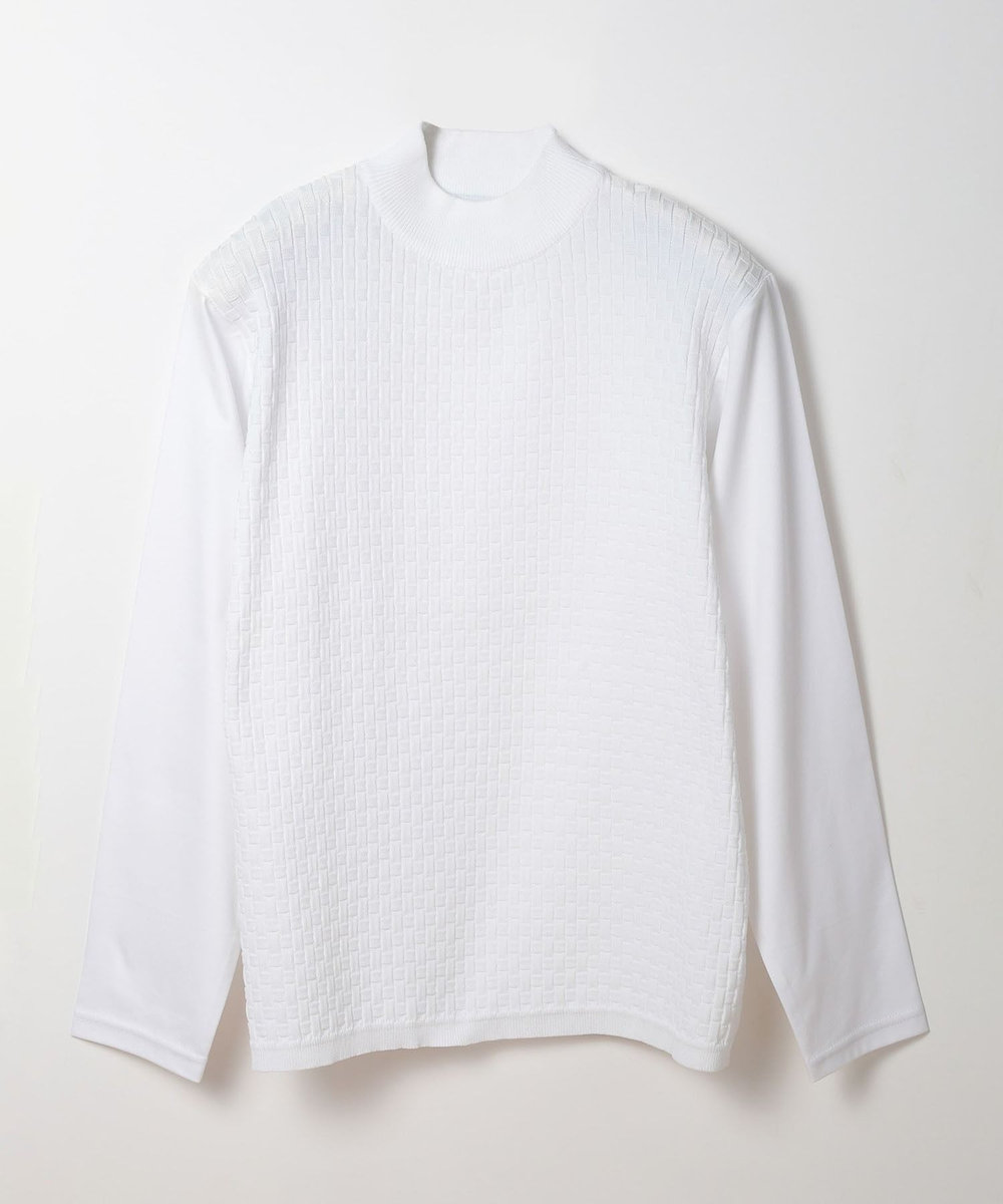MEN'S BIGI ニットコンビモックネックカットソー ホワイト