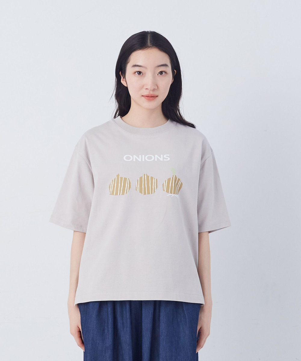 congés payés ADIEU TRISTESSE ベジタブルプリントTシャツ ベージュ