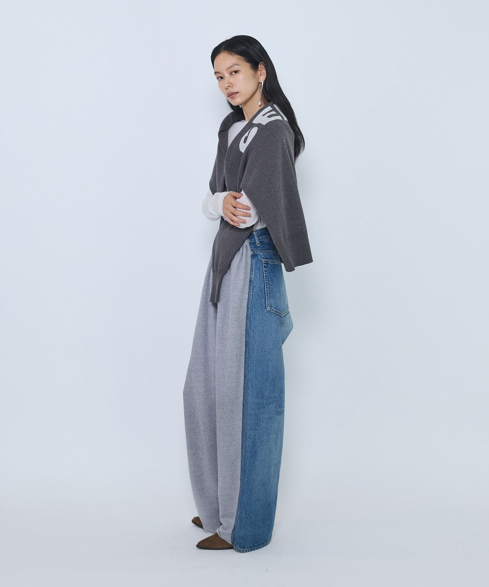 1er Arrondissement ＜INSCRIRE/アンスクリア＞"Hybride Sweat Denim Pants"スウェットデニムパンツ ブルー