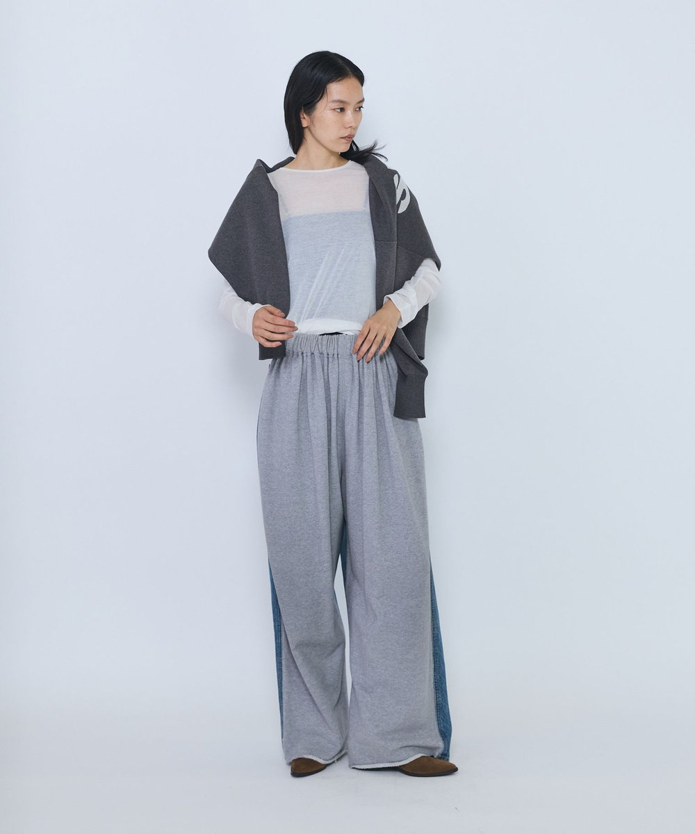 1er Arrondissement ＜INSCRIRE/アンスクリア＞"Hybride Sweat Denim Pants"スウェットデニムパンツ ブルー