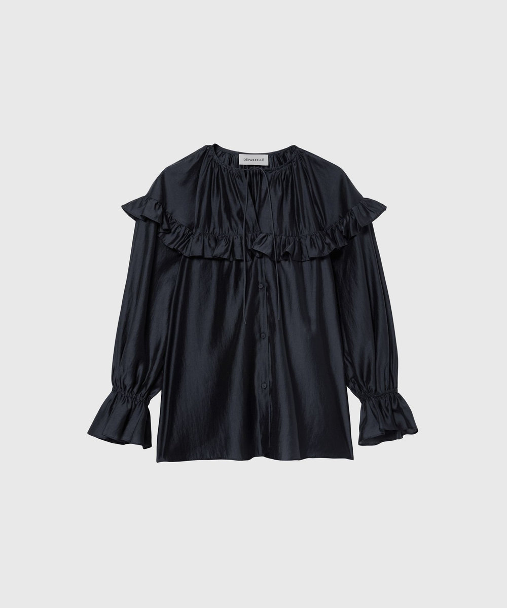 DÉPAREILLÉ LAWN RUFFLE BLOUSE / ローンラッフルブラウス ネイビー