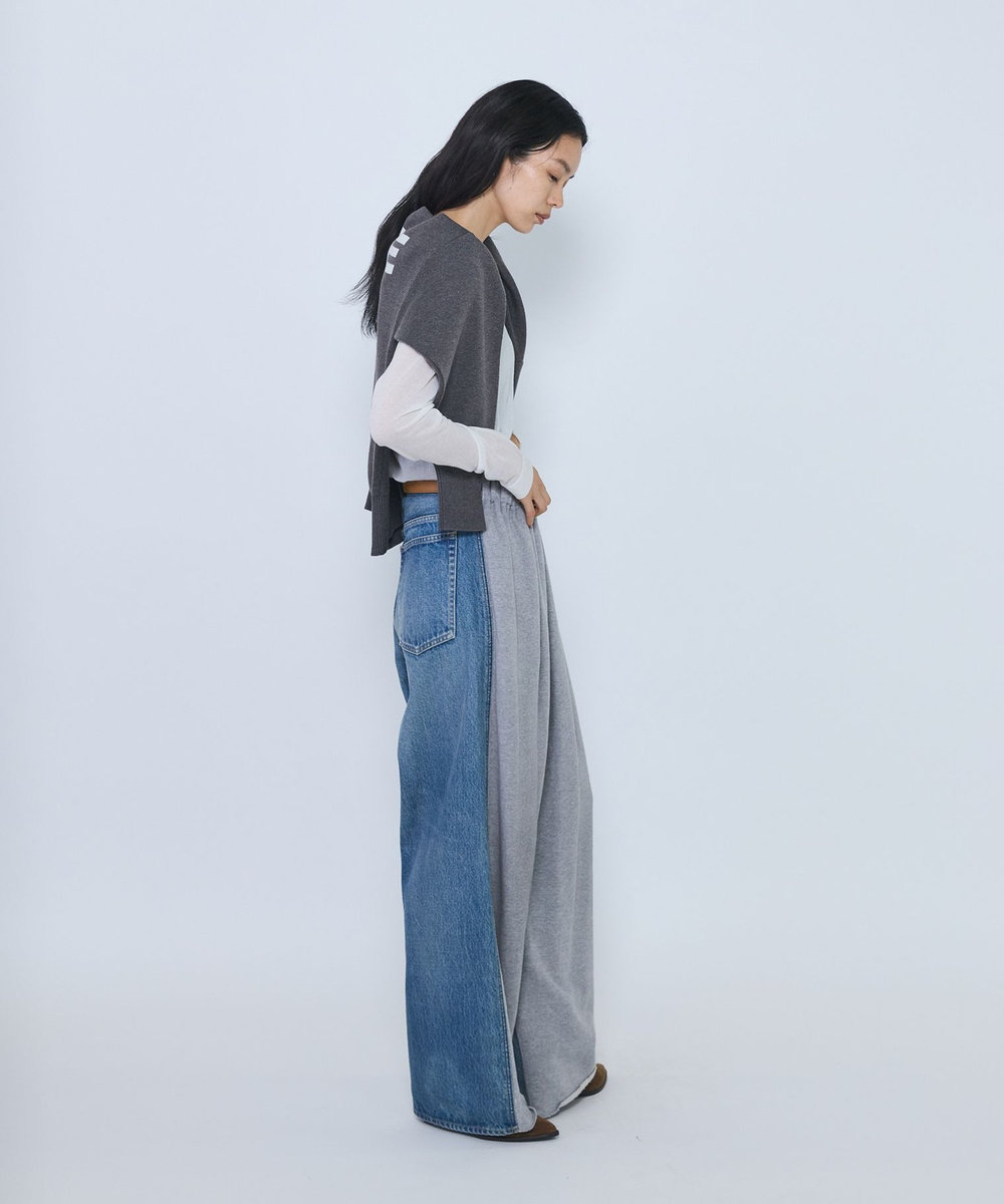 1er Arrondissement ＜INSCRIRE/アンスクリア＞"Hybride Sweat Denim Pants"スウェットデニムパンツ ブルー