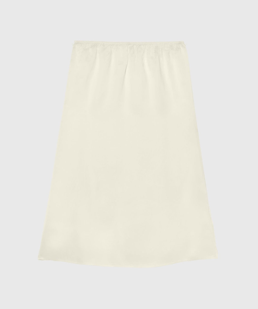 DÉPAREILLÉ SILK POLYESTER TIERED PLEATS SKIRT / シルクポリエステルティアードプリーツスカート オフホワイト