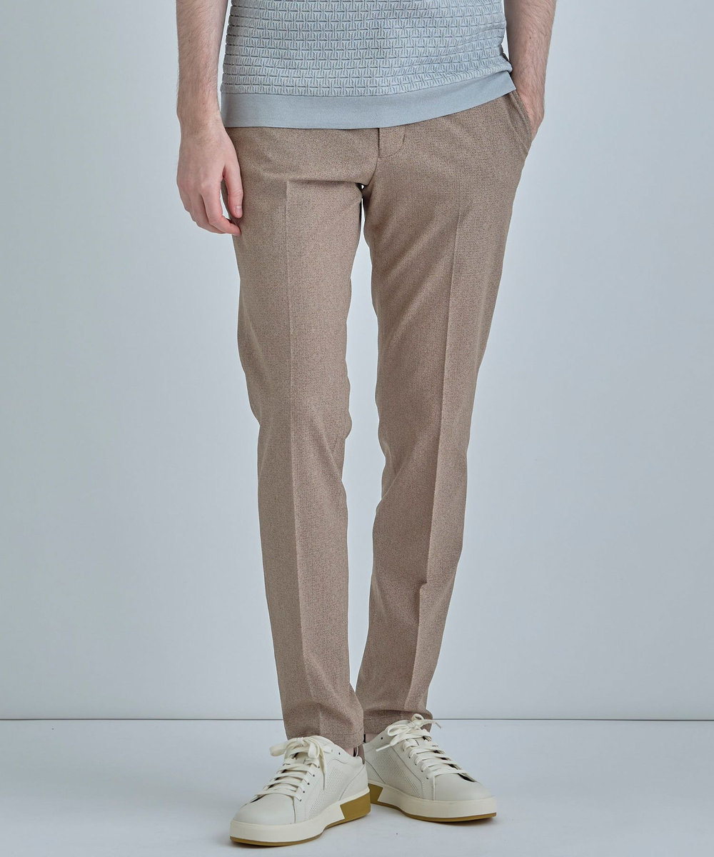 MEN'S BIGI 【ACTIVE TAILOR】Dot Air ヘリンボーン×千鳥格子/デニム柄 セットアップパンツ＜通気性/吸水速乾/ストレッチ＞ ブラウン