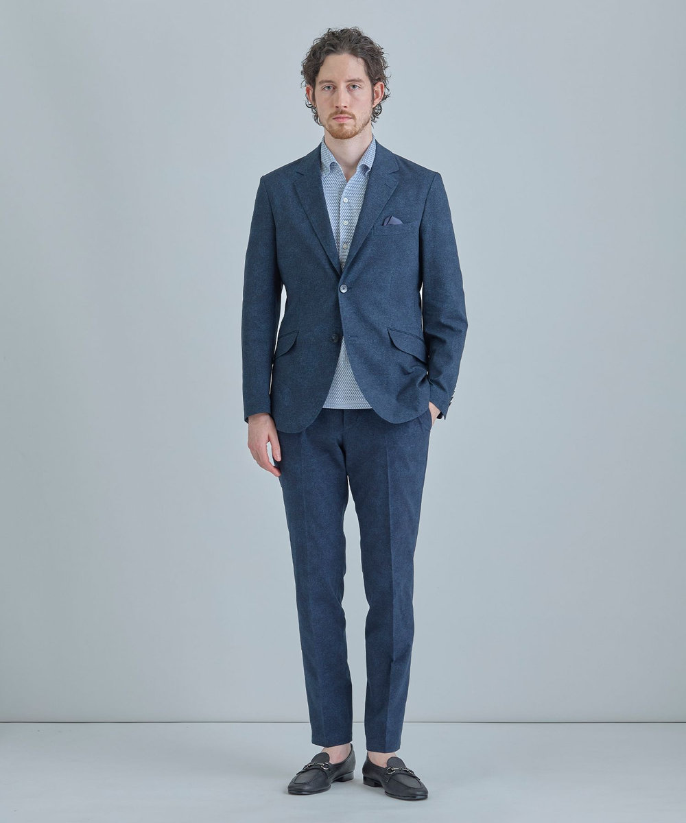 MEN'S BIGI 【ACTIVE TAILOR】Dot Air ヘリンボーン×千鳥格子/デニム柄 セットアップジャケット＜通気性/吸水速乾/ストレッチ＞ ネイビー