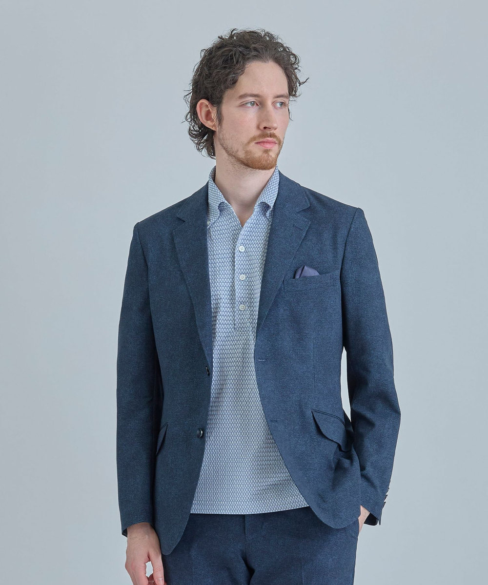 MEN'S BIGI 【ACTIVE TAILOR】Dot Air ヘリンボーン×千鳥格子/デニム柄 セットアップジャケット＜通気性/吸水速乾/ストレッチ＞ ネイビー