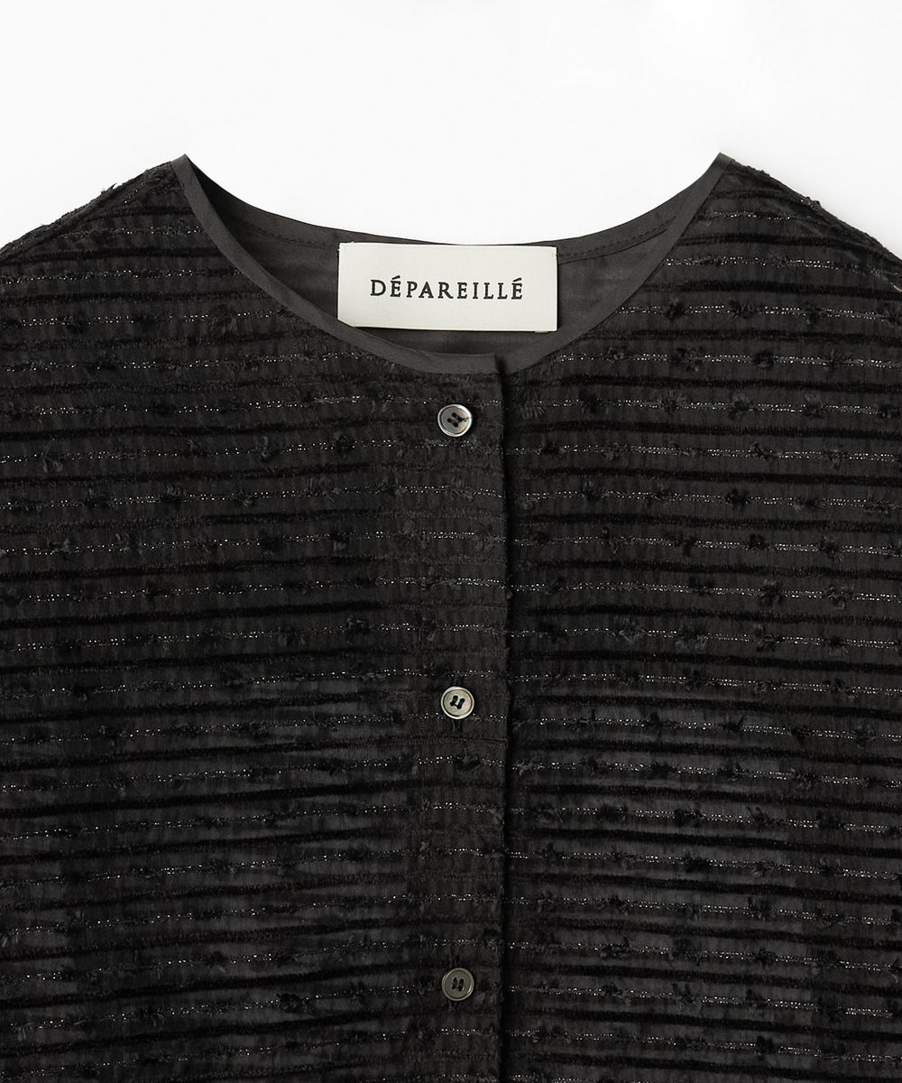 DÉPAREILLÉ MOLE BORDER ORGANDY BLOUSE / モールボーダーオーガンジーブラウス ブラック