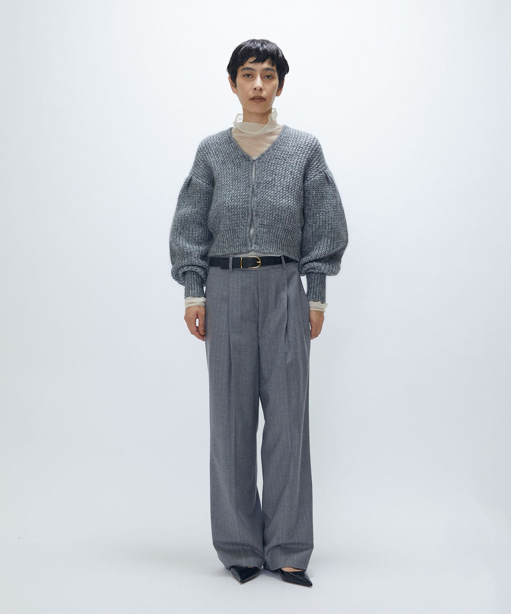1er Arrondissement ラメモヘアリリヤーンボレロカーディガン シルバー