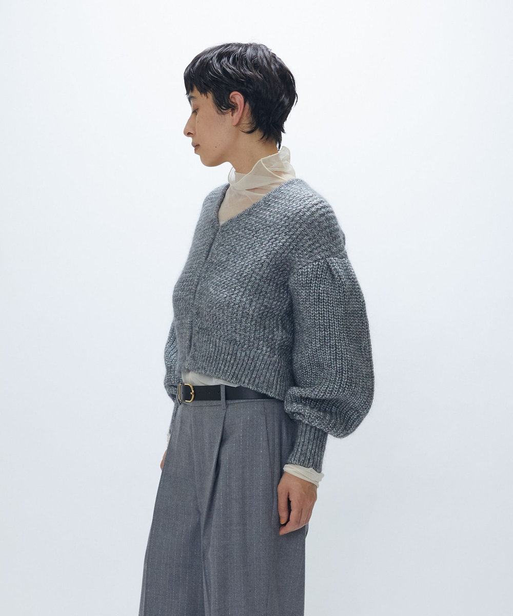 1er Arrondissement ラメモヘアリリヤーンボレロカーディガン シルバー
