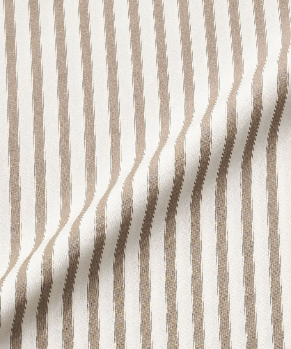 feerique Lサイズ（大きいサイズ） 【大きいサイズ】feerique ポプリンストライプフレアシャツ ブラウン
