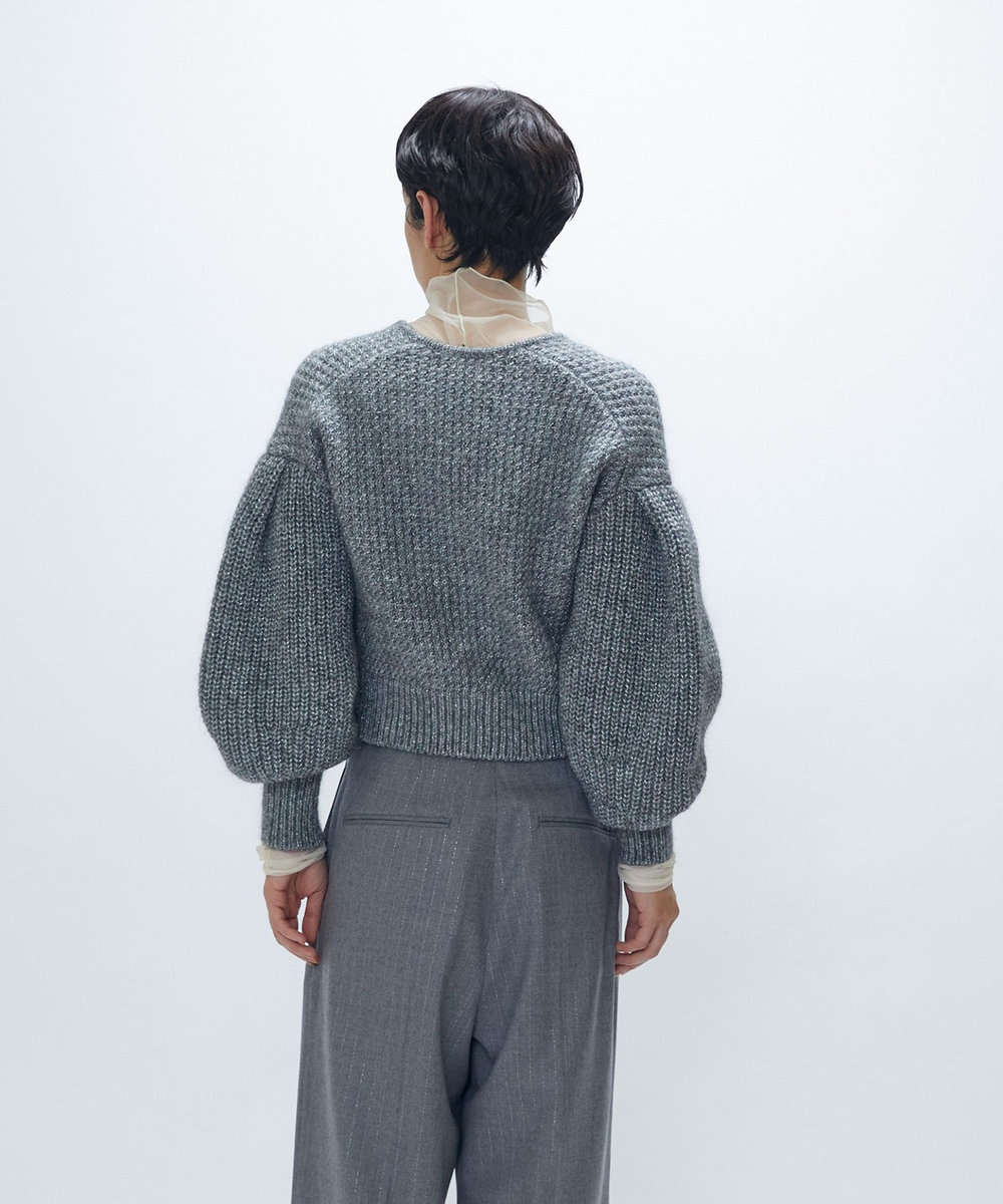 1er Arrondissement ラメモヘアリリヤーンボレロカーディガン シルバー