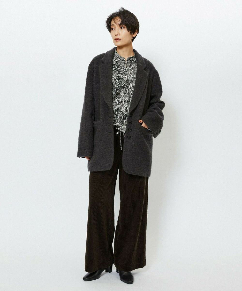 feerique feerique モヘアシャギーテーラードコート チャコールグレー