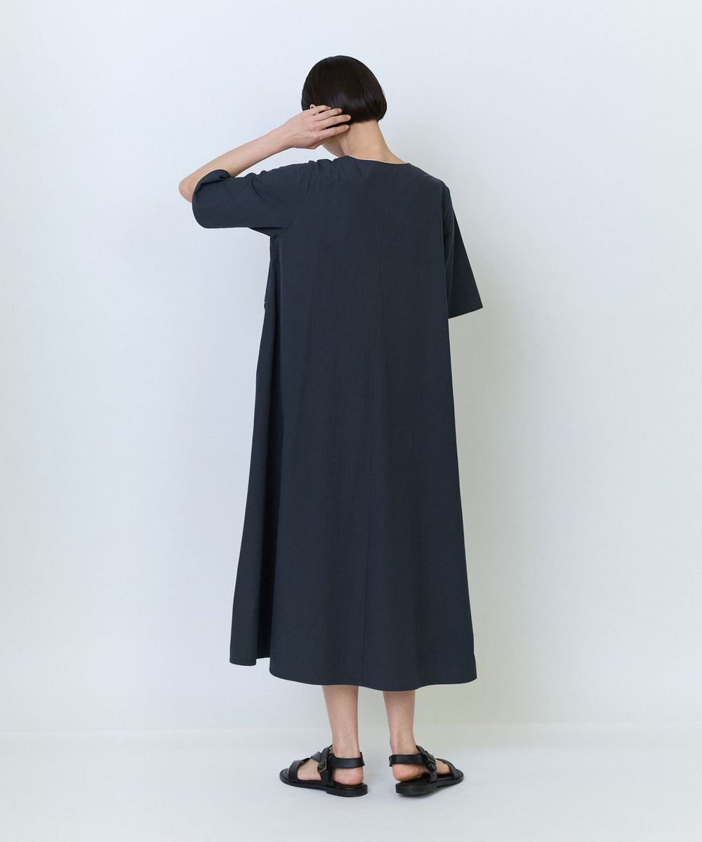 LOISIR コットンブロードAラインワンピース チャコールグレー