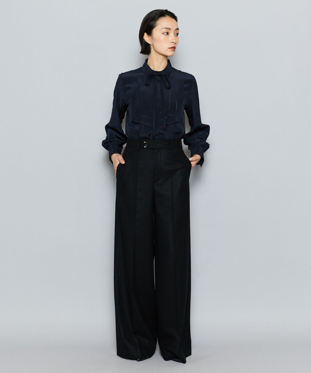 L'EQUIPE COUTURIER シルクデシンブラウス ダークネイビー