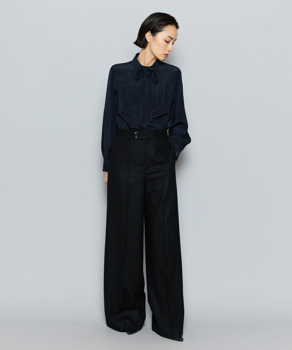 L'EQUIPE COUTURIER シルクデシンブラウス ダークネイビー