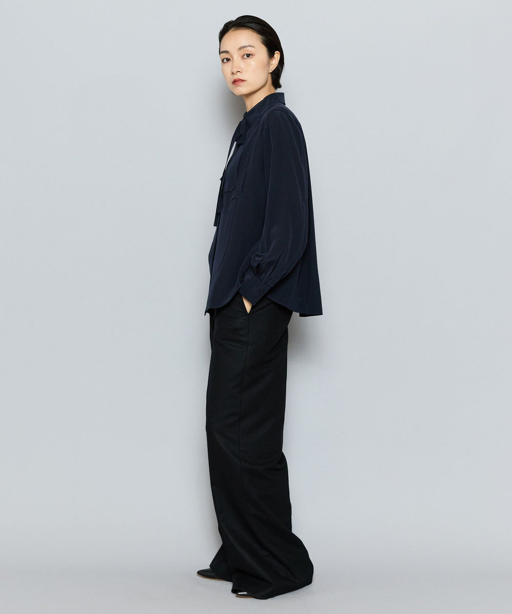 L'EQUIPE COUTURIER シルクデシンブラウス ダークネイビー