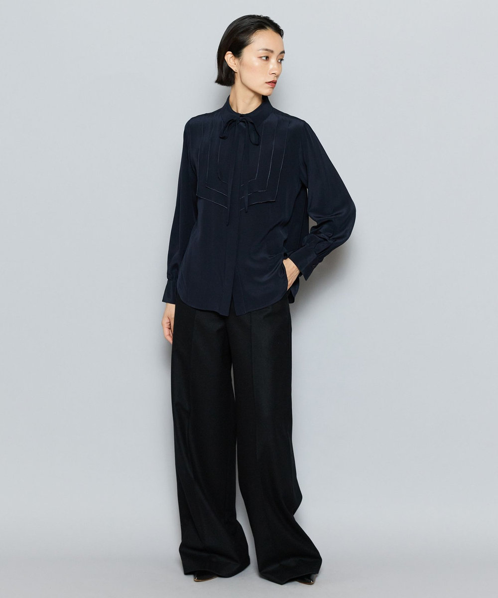 L'EQUIPE COUTURIER シルクデシンブラウス ダークネイビー