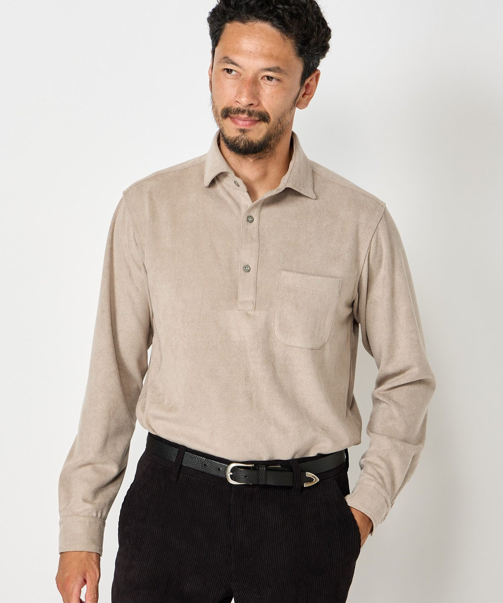 MEN'S BIGI ピケスエードカットシャツ グレー