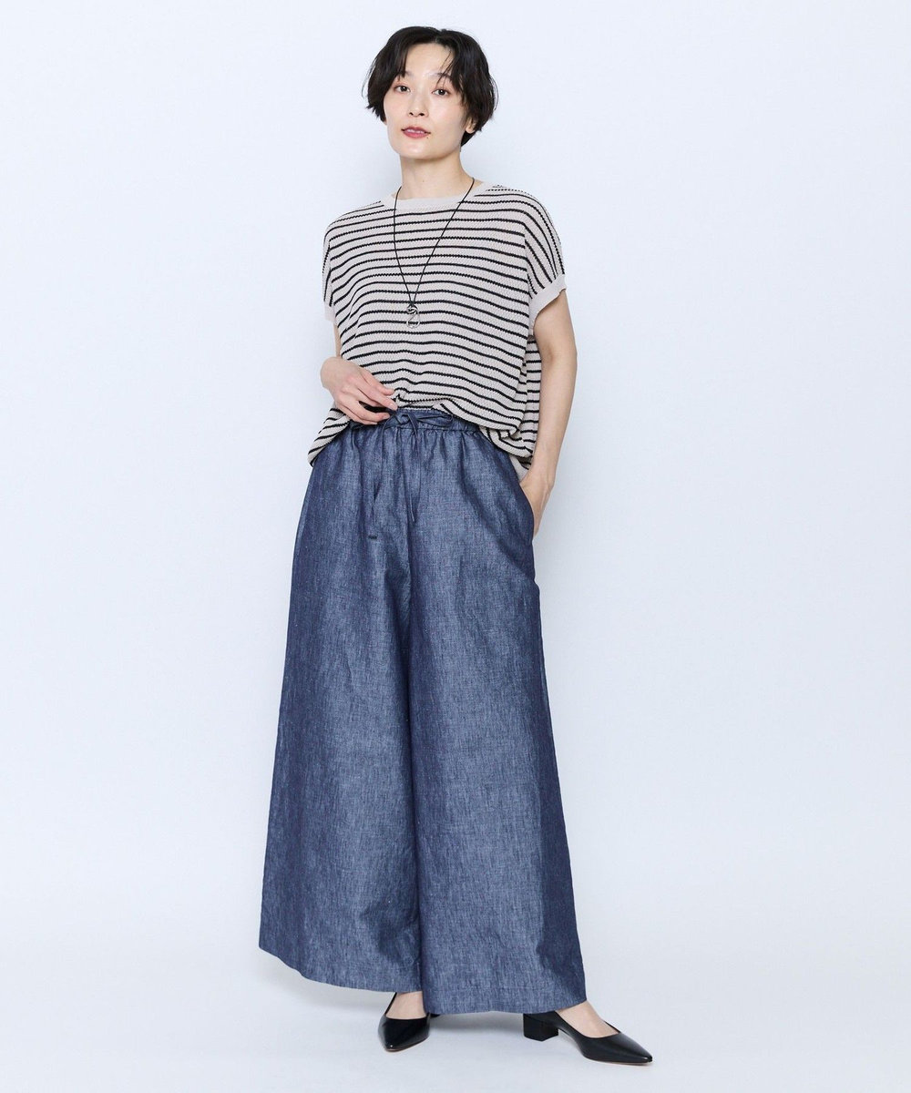 feerique feerique ボーダーフレンチスリーブニット ベージュ