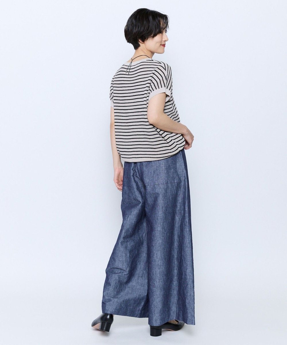 feerique feerique ボーダーフレンチスリーブニット ベージュ