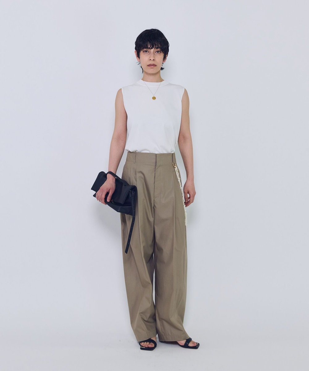1er Arrondissement チンツシェルチェーンパンツ ベージュ