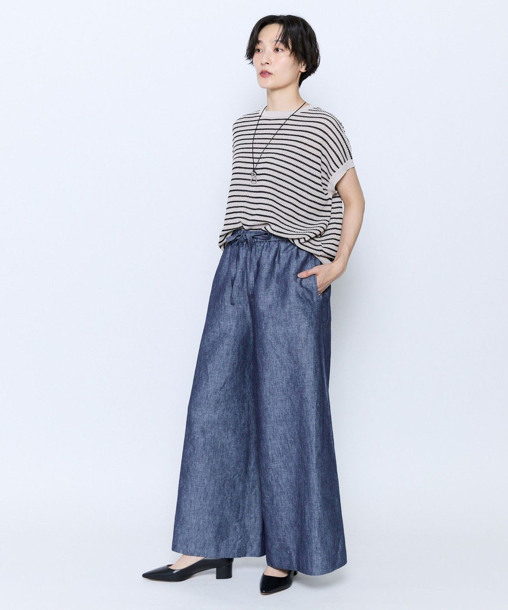 feerique feerique ボーダーフレンチスリーブニット ベージュ